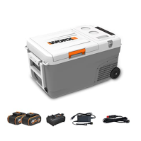 WORX 18 V (20 V MAX) mobilní chladicí box WX876, PowerShare 20 V, 220 – 240 V AC, 12 V/24 V DC, 23 l, -20 °C – 20 °C, rukojeť a 